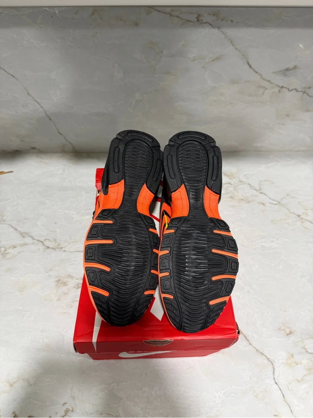 Nike Black and Neon Orange Swoosh Running Sneakers